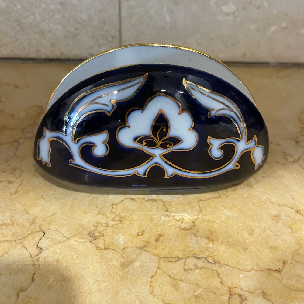 Ceramic Napkin holder handmade painting new